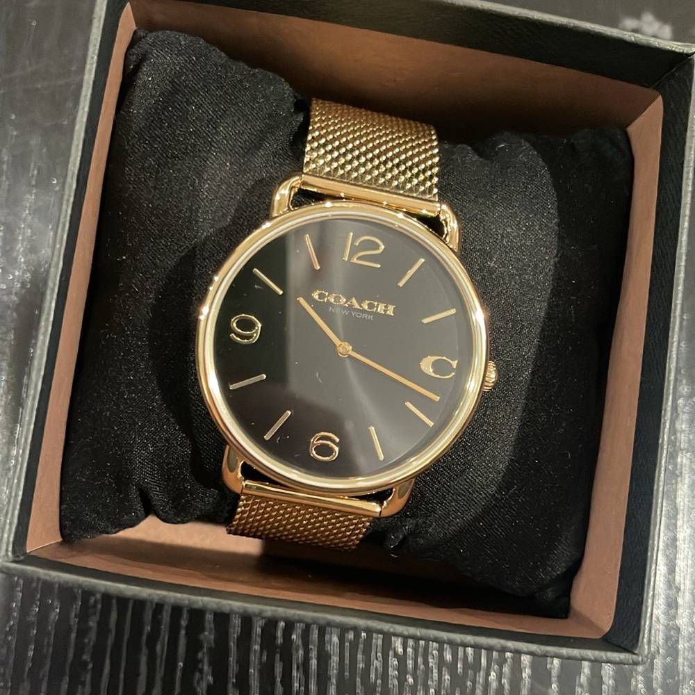 Coach Gold Mesh Men's Watch with Black Face